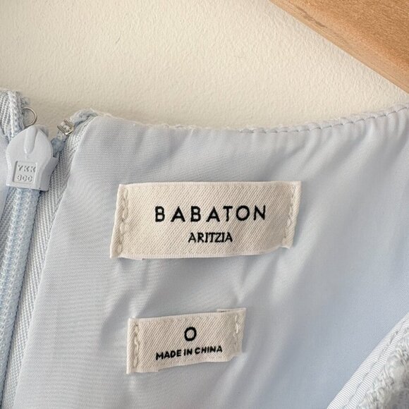 Aritzia Babaton Highrise Tweed Dress Micro Shift Dress Light Blue Size 0 - Picture 7 of 10